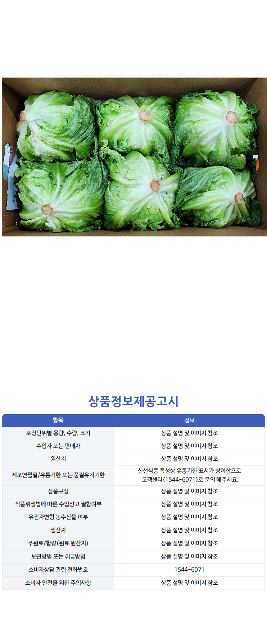 양상추(포장X/겉잎포함/특/국내산) 1박스(12입)