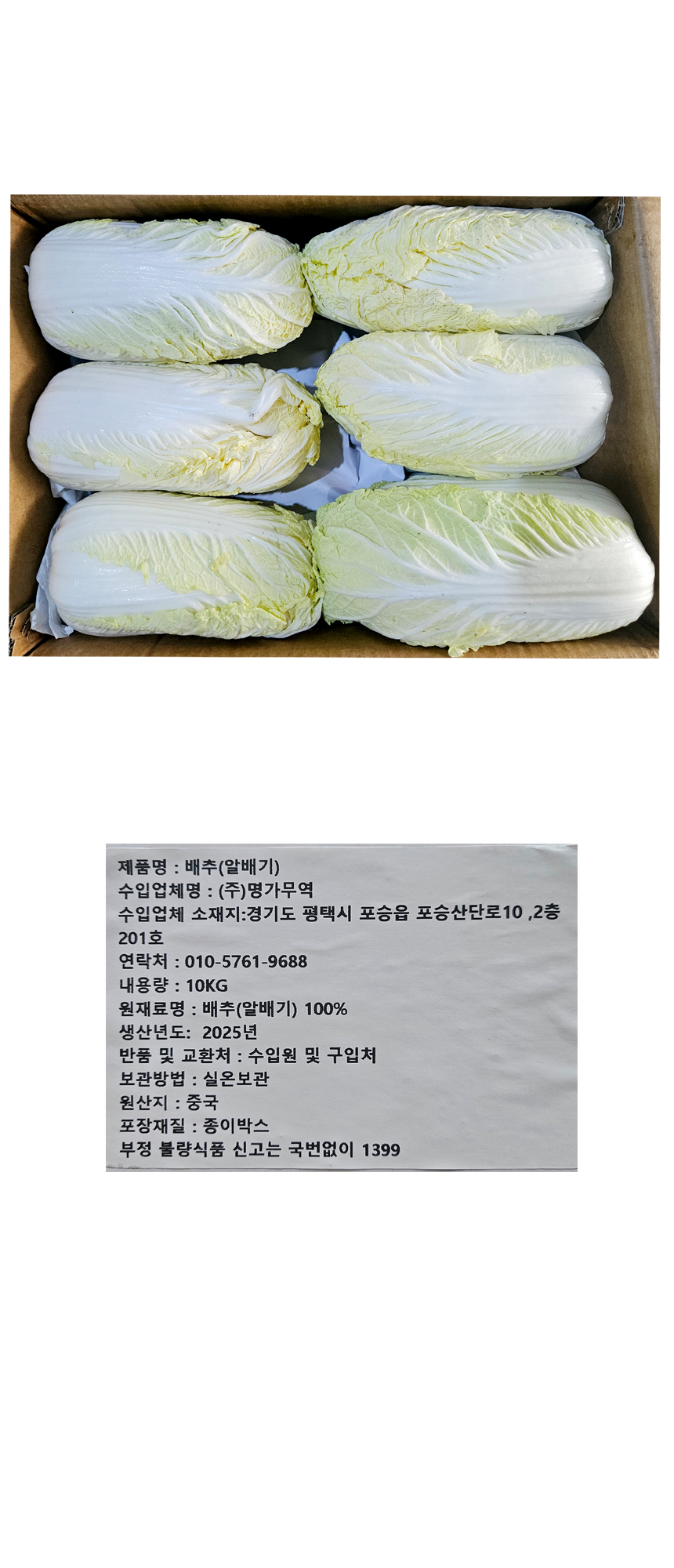 알배기 쌈배추 수입 10kg (12입) 알배기배추 중국산
